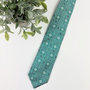 346 Brooks Brother Pure Silk Tie Blue Geometric Print New with Tags